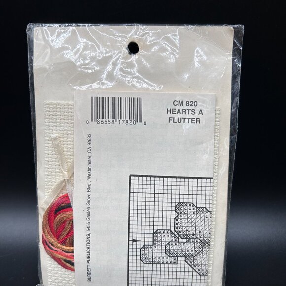 Dale Burdett Cross Stitch Kit CM 820 Hearts A Flutter Ready to Hang VTG 1987 - Picture 5 of 8
